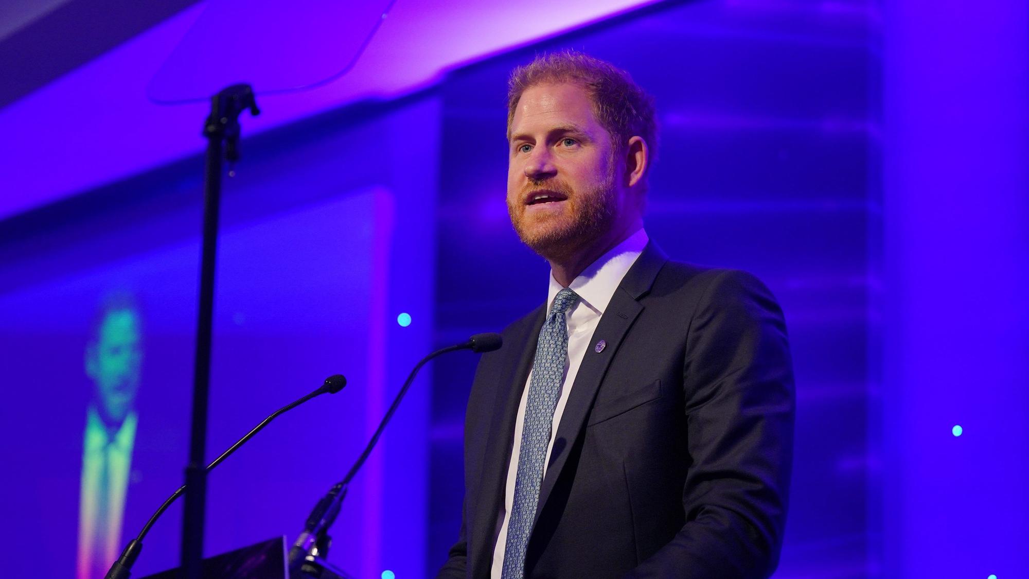 Prinz Harry hält eine Rede.