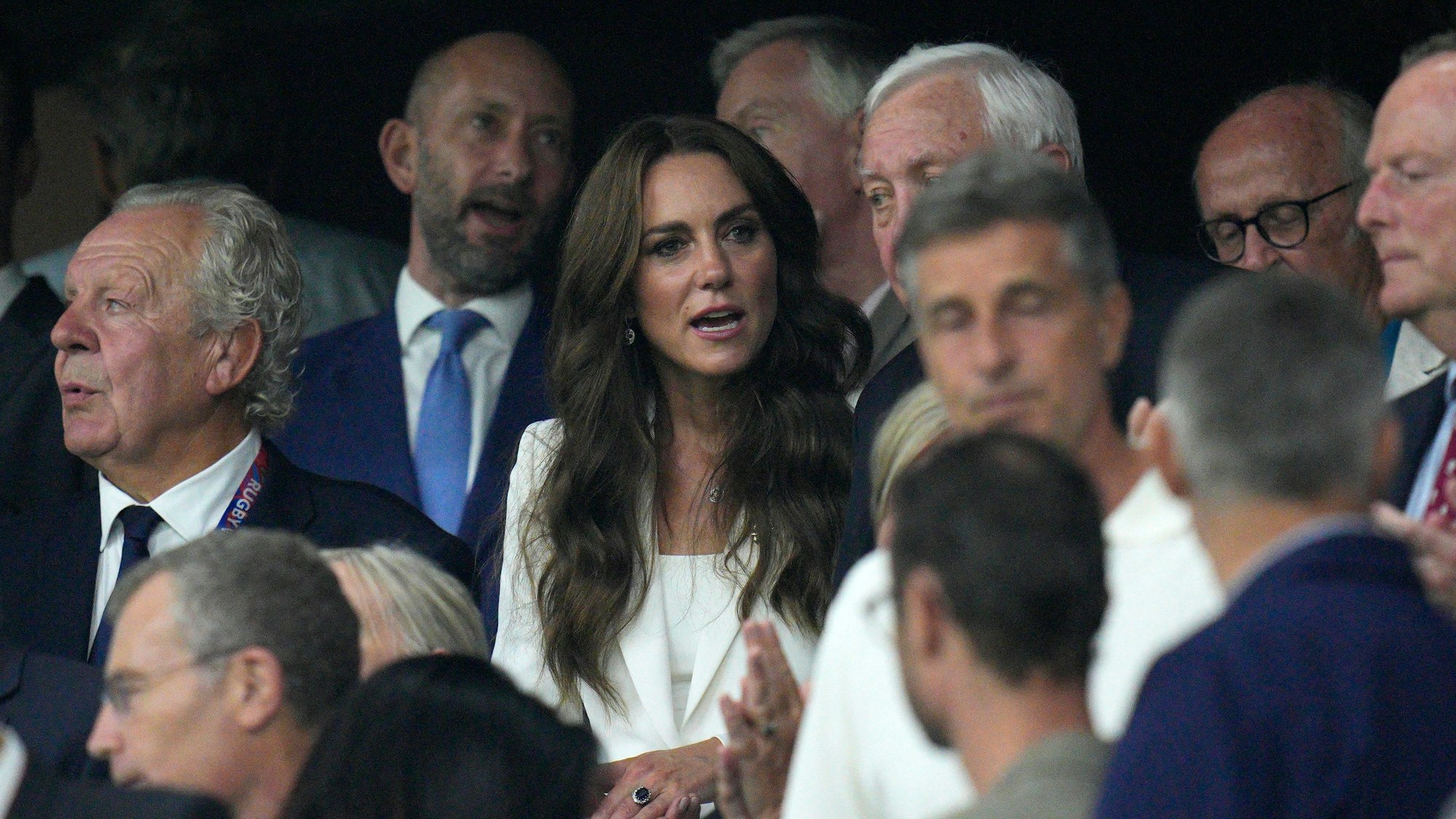 Kate, Prinzessin von Wales auf der Tribüne vor dem Rugby-Weltmeisterschaftsspiel zwischen England und Argentinien