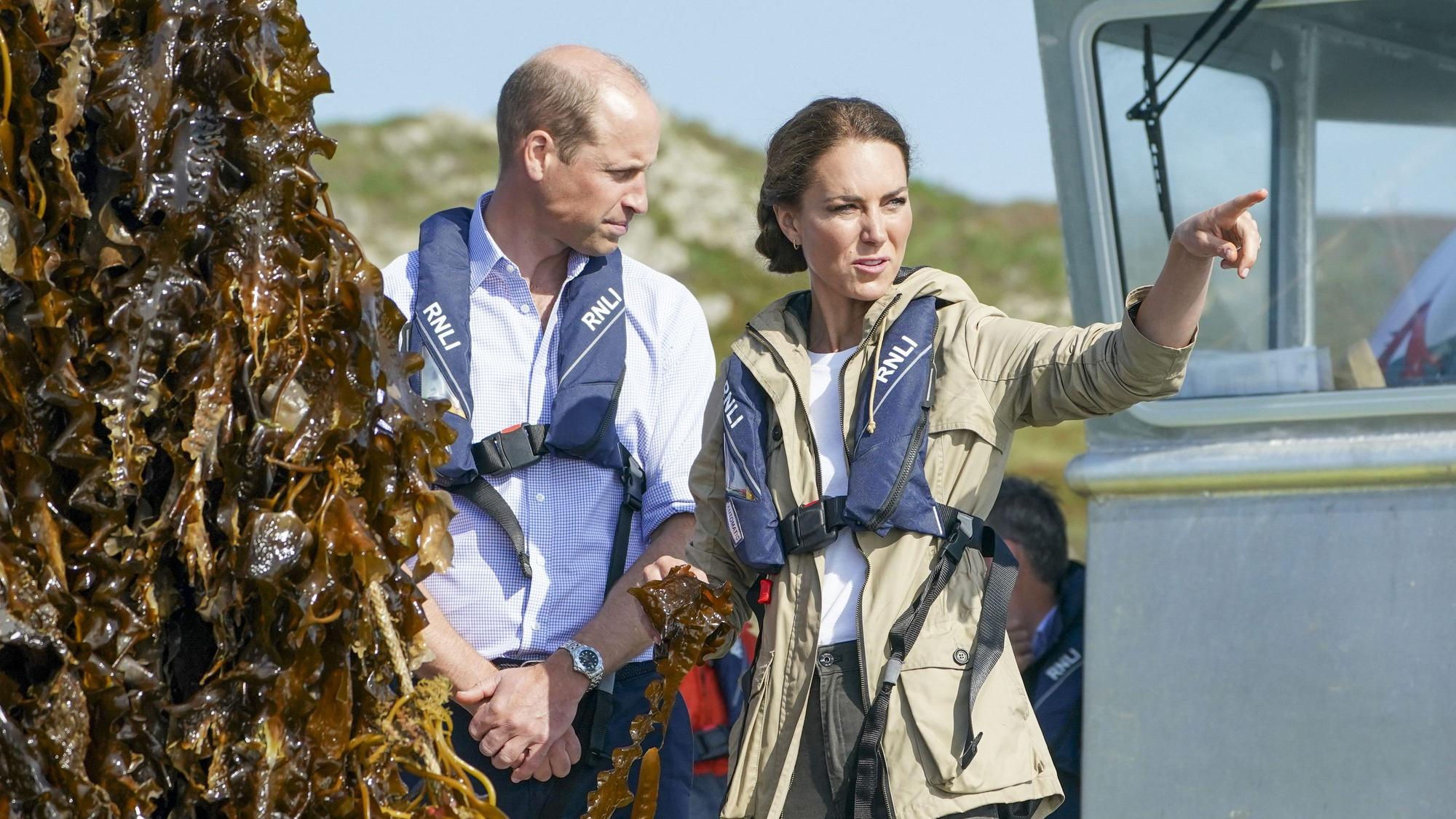 William (l), Prinz von Wales, und Kate, Prinzessin von Wales, besuchen die Algenfarm Car-Y-Mor in St Davids.