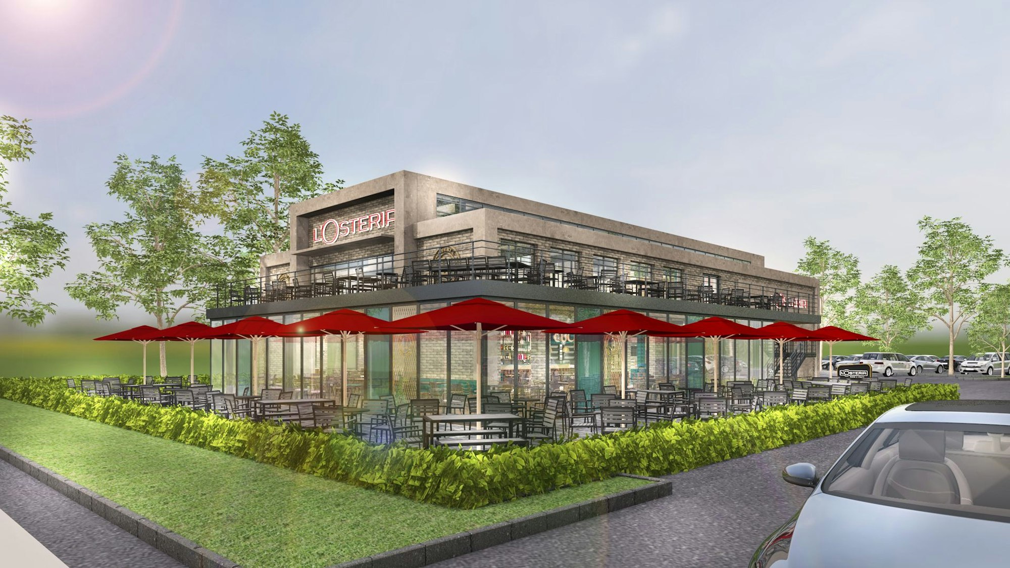 Auf dem Foto ist eine Animation der künftigen L'Osteria-Filiale in Erftstadt zu sehen.