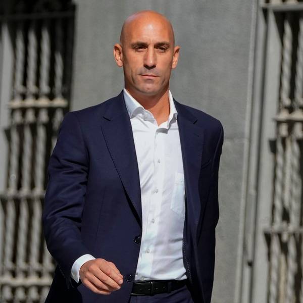 The former president of Spain's soccer federation Luis Rubiales arrives at the National Court in Madrid, Spain, Friday, Sept. 15, 2023. Spanish state prosecutors formally accused Rubiales last week of alleged sexual assault and an act of coercion after Rubiales kissed Spain forward Jenni Hermoso on the lips during the awards ceremony after Spain beat England to win the title on Aug. 20 in Sydney, Australia. (AP Photo/Manu Fernandez)