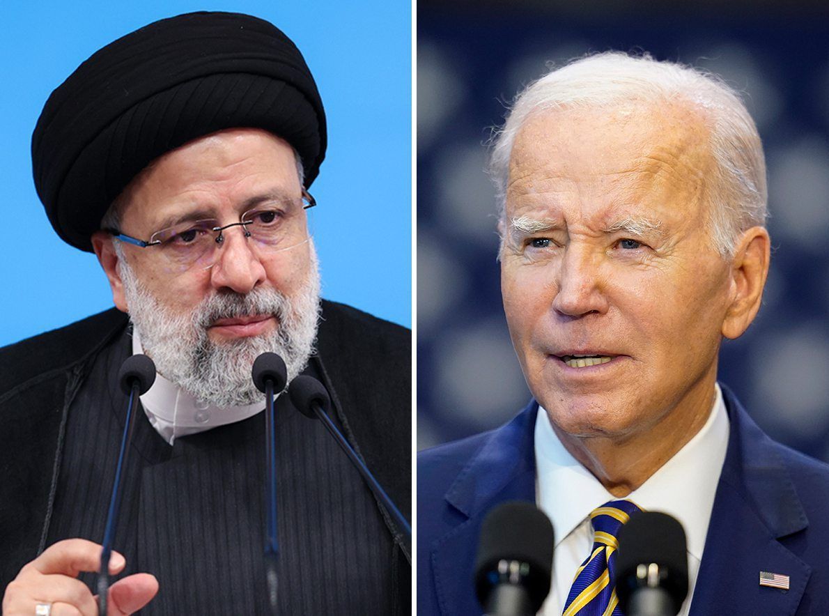 Die Kombo aus Archivbildern zeigt Ebrahim Raisi (l, Iran, Teheran, 29.08.2023), Präsident des Iran, und Joe Biden (USA, Largo, 14.09.2023), Präsident der USA.