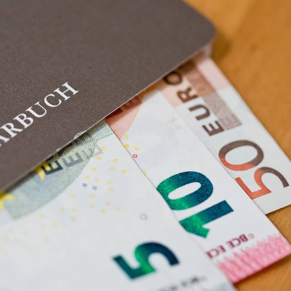 ILLUSTRATION - Geldscheine (Euro) liegen in einem Sparbuch.