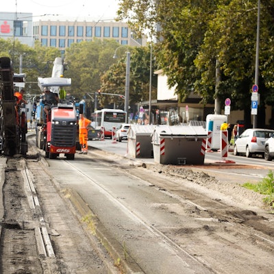 Bauarbeiten am Schiennetz der KVB am Neumarkt