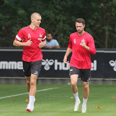 Florian Dietz und Mark Uth (r.) beim Training.