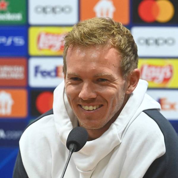 Julian Nagelsmann noch als Trainer des FC Bayern vor einer Partie in der Champions League