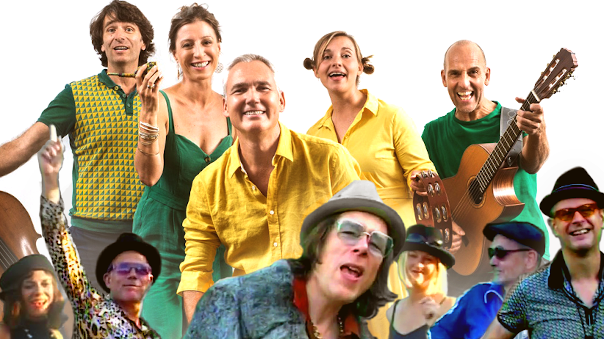 Die Bands Amago und Vrings 5 gemeinsam auf einer Bildcollage.