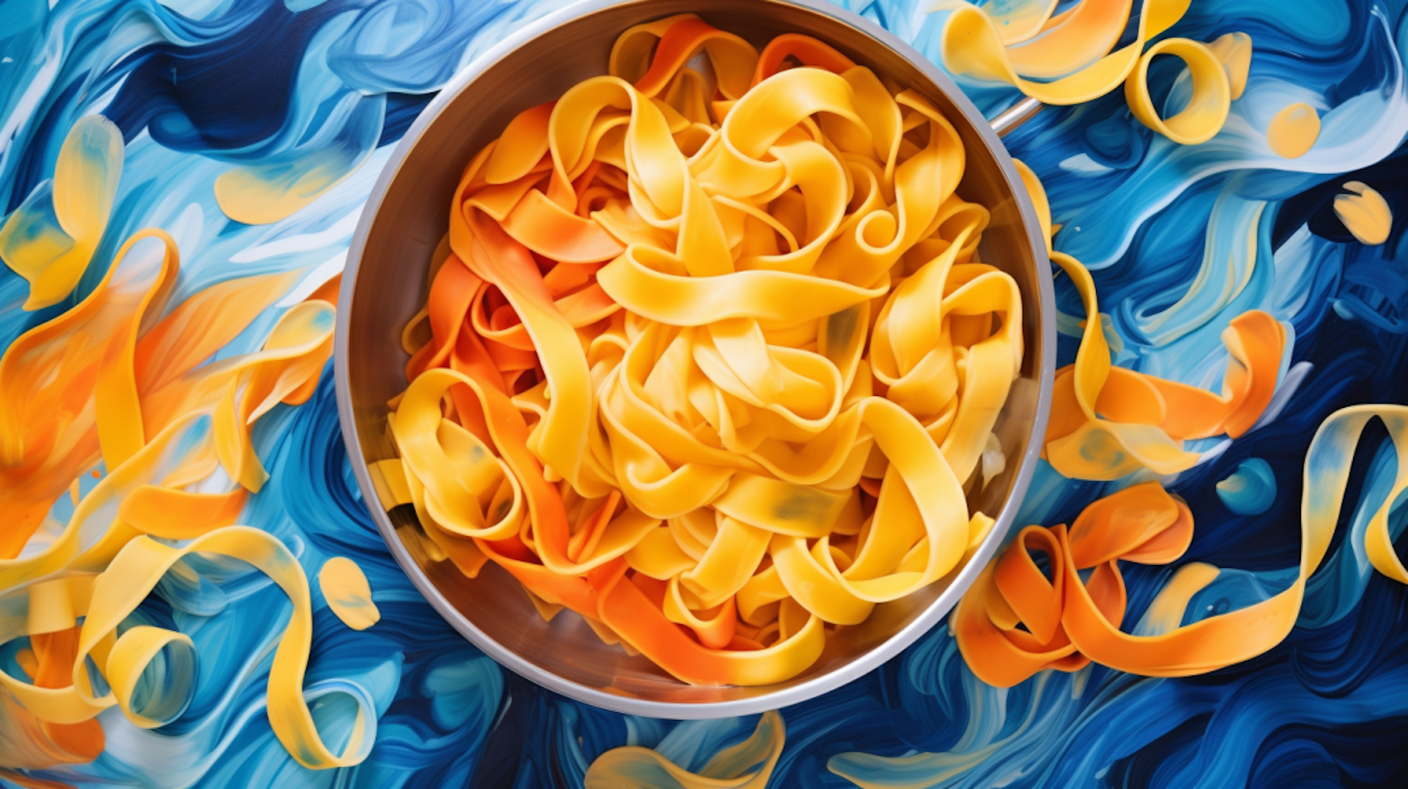Illustration: Tagliatelle in einem Nudelsieb