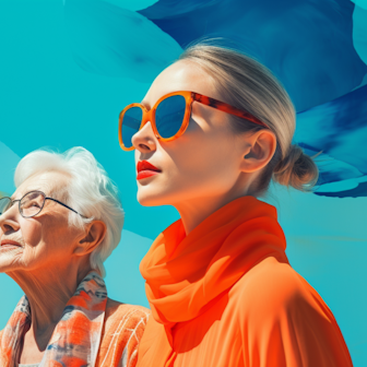 Illustration: Eine jüngere und eine ältere Frau schauen in die Ferne