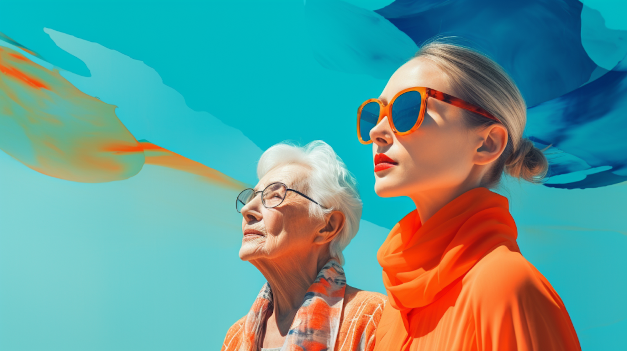 Illustration: Eine jüngere und eine ältere Frau schauen in die Ferne