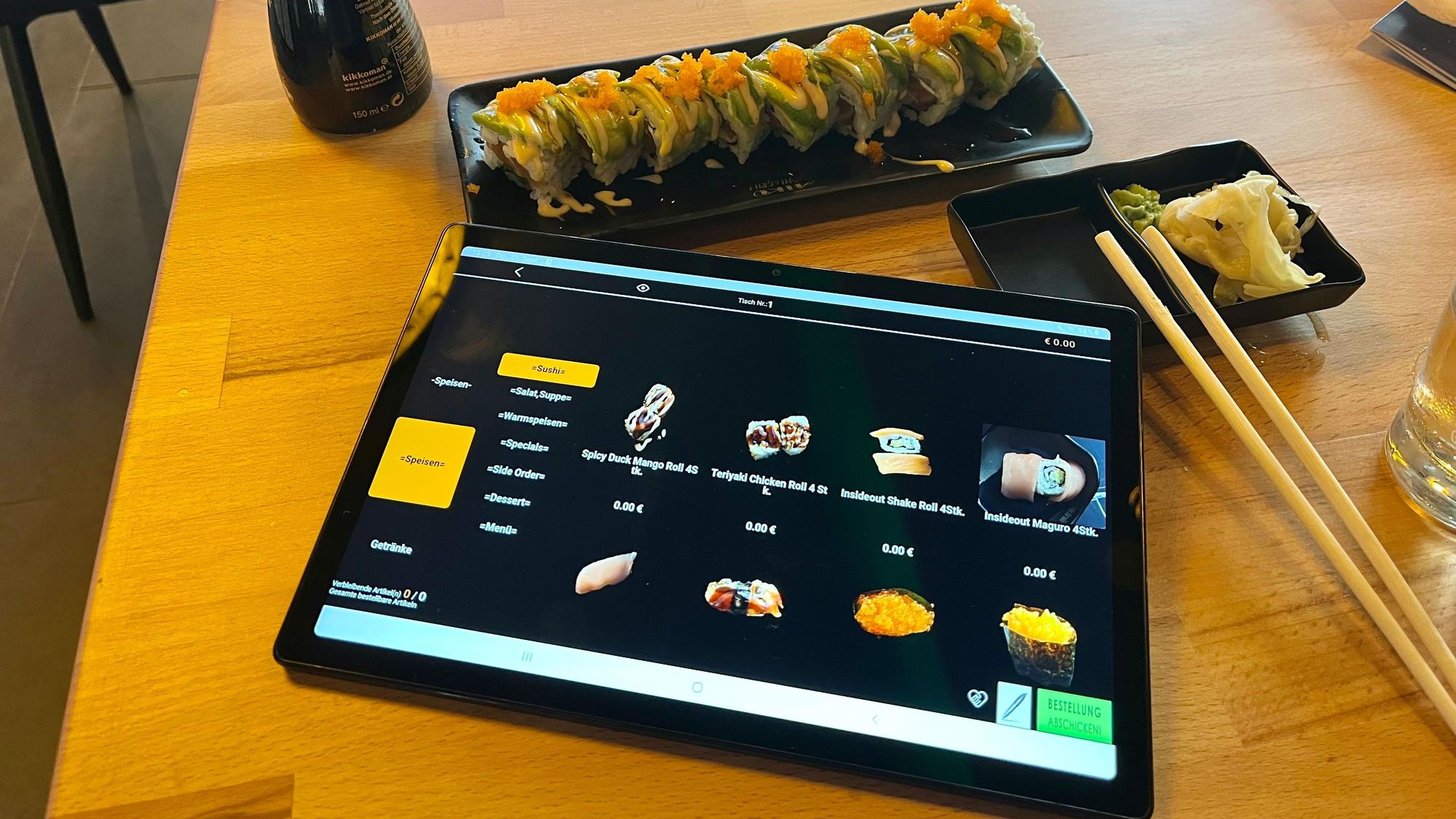 Tablet mit Bestell-Übersicht