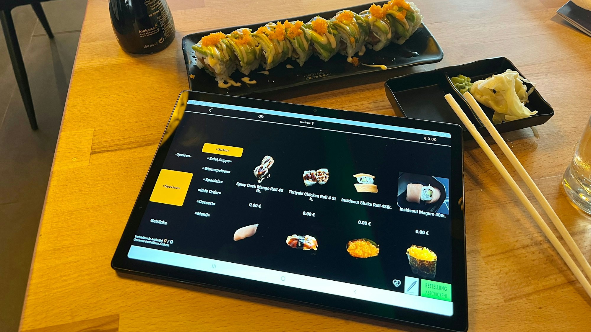 Tablet mit Bestell-Übersicht