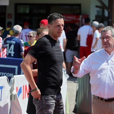 Christian Keller und FC-Präsident Werner Wolf im Sommertrainingslager in Österreich.