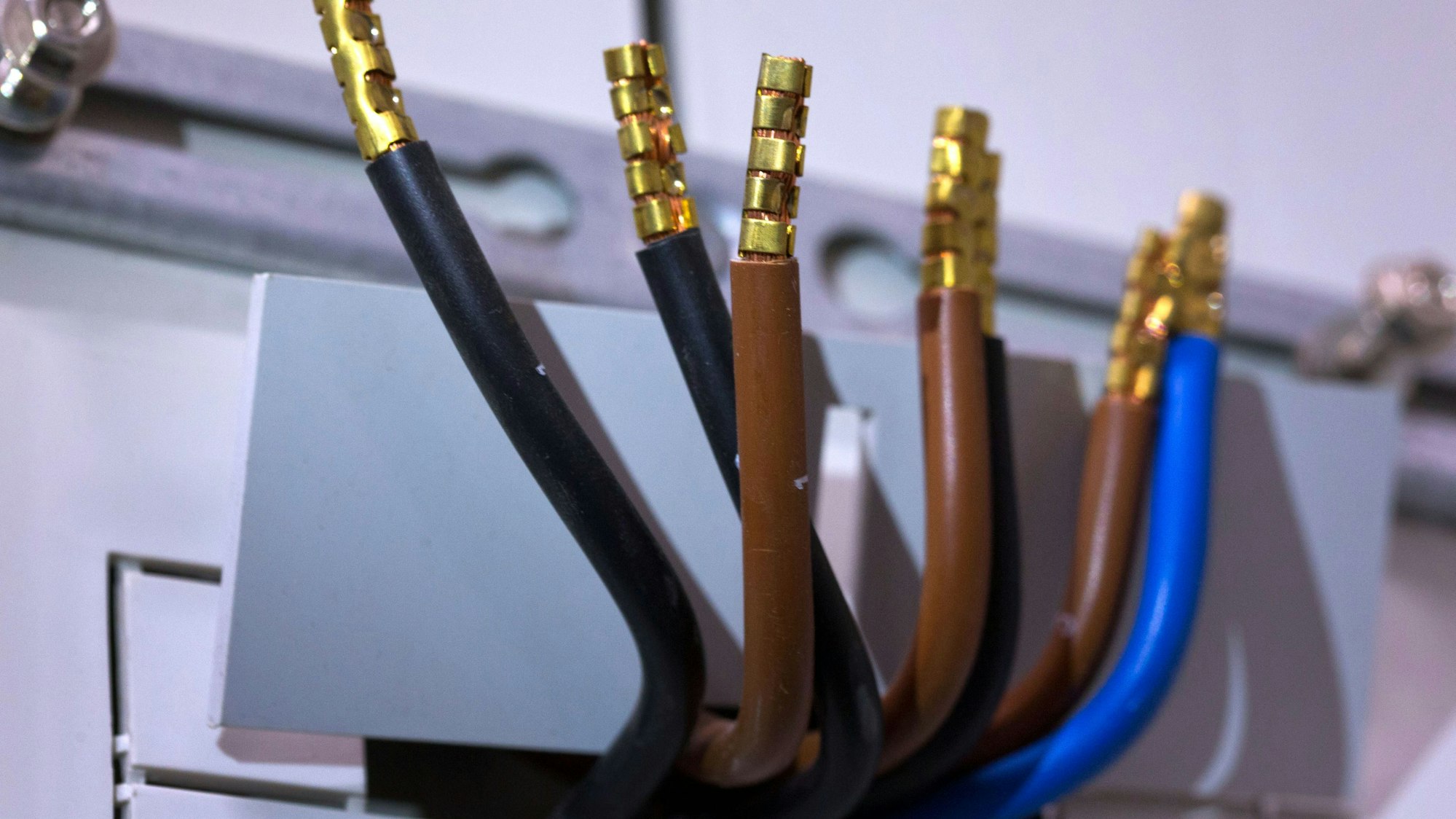 Blick auf Kabel nach der Demontage eines Stromzählers.