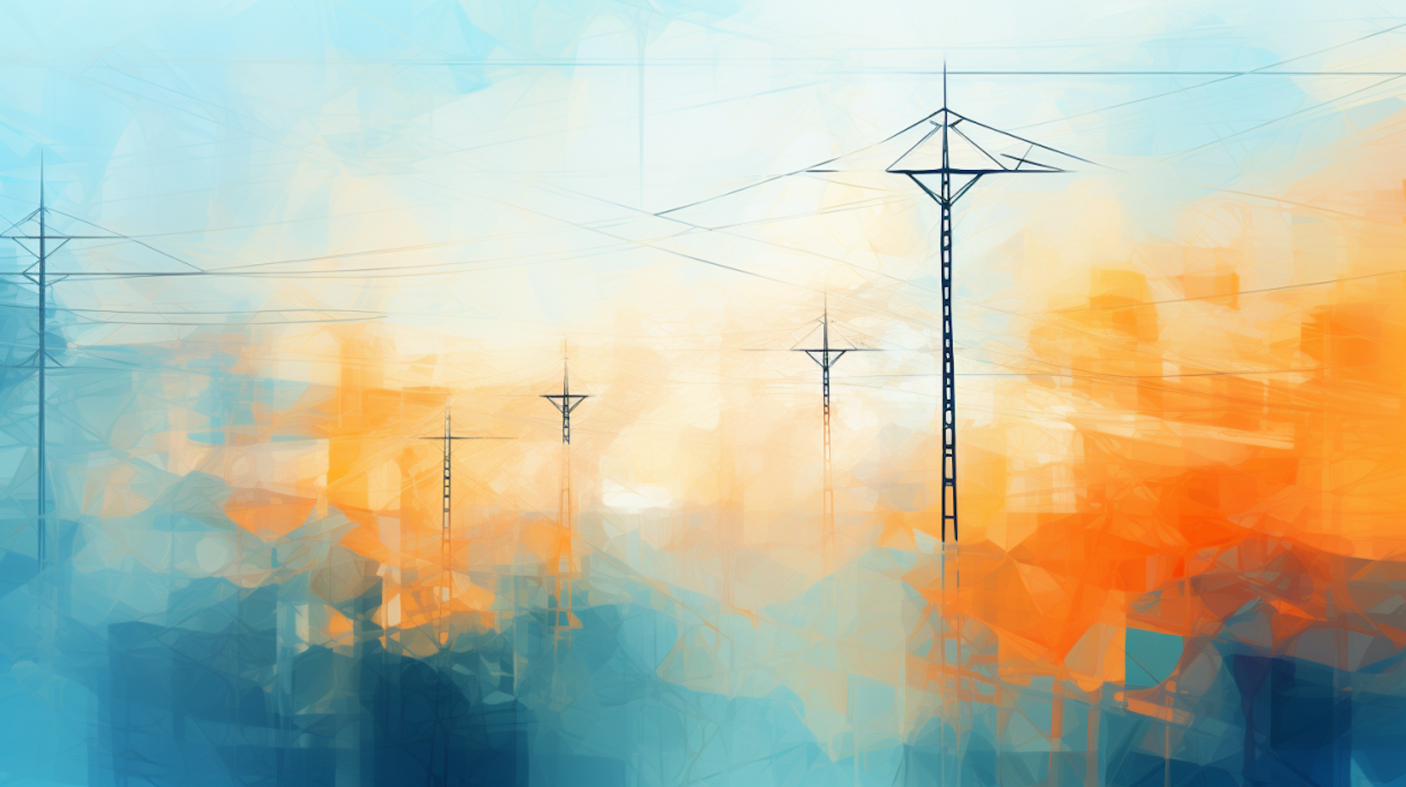 Illustration: Strommasten vor einem abstrakten Hintergrund