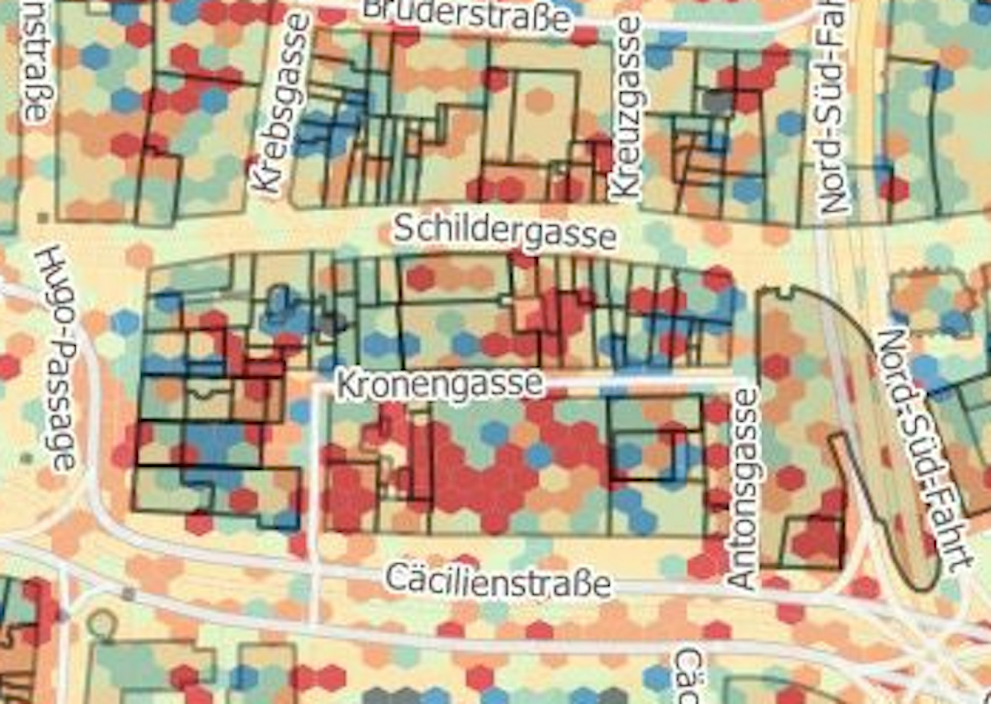 Die Grafik zeigt an, in welchen Bereichen sich von 2019 bis 2022 Kaufkraftzuwächse ergeben haben, die roten Bereich zeigen die größten Sprünge an.