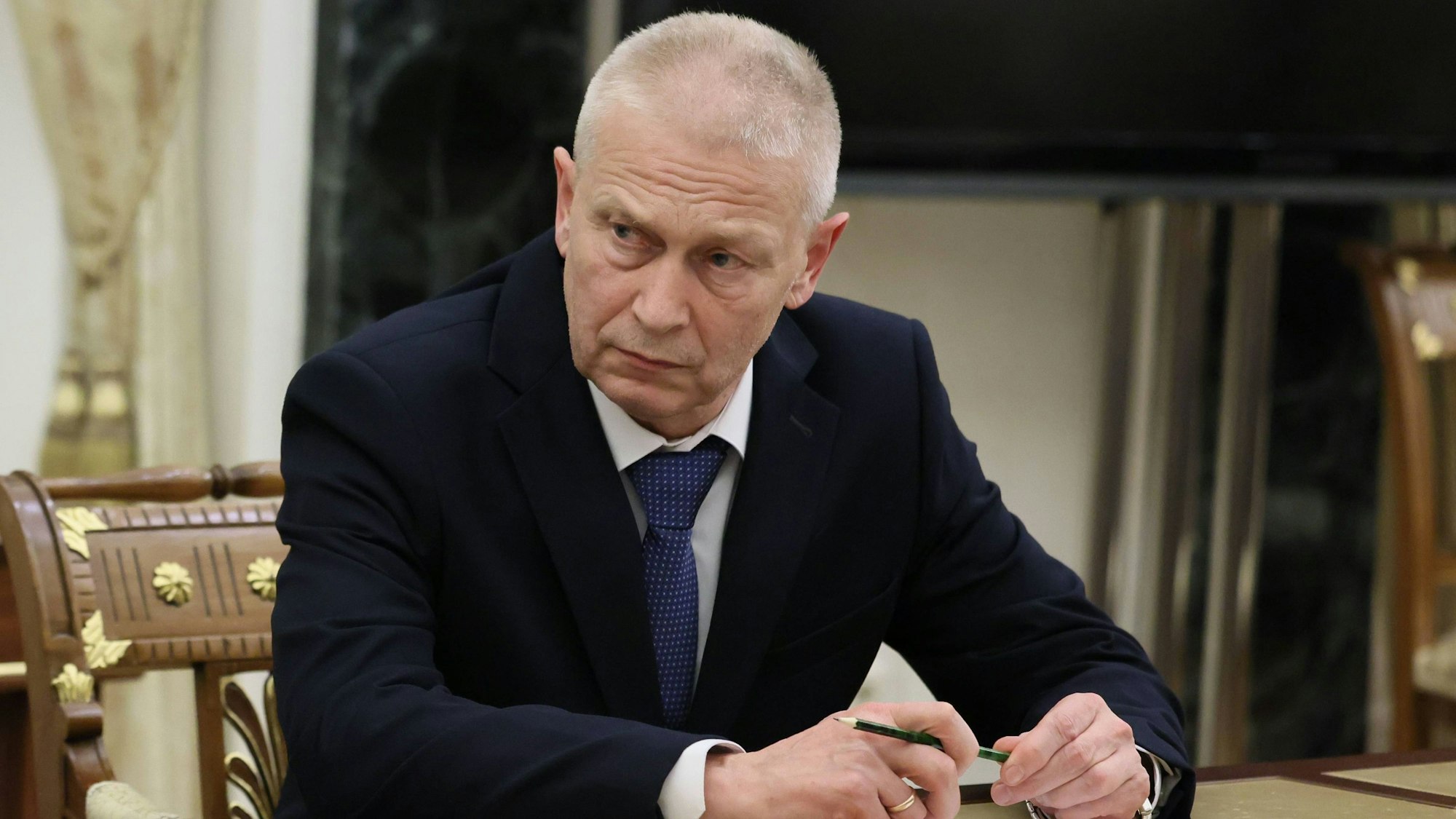 Russia Putin 8526887 28.09.2023 Chairman of the League for Protecting Interests of Veterans of Local Wars and Military Conflicts, Andrei Troshev attends a meeting with Russian President Vladimir Putin at the Kremlin in Moscow, Russia. Mikhail Metzel / POOL Moscow Russia PUBLICATIONxINxGERxSUIxAUTxESTxLTUxLATxNORxSWExDENxNEDxPOLxUKxONLY Copyright: xMikhailxMetzelx