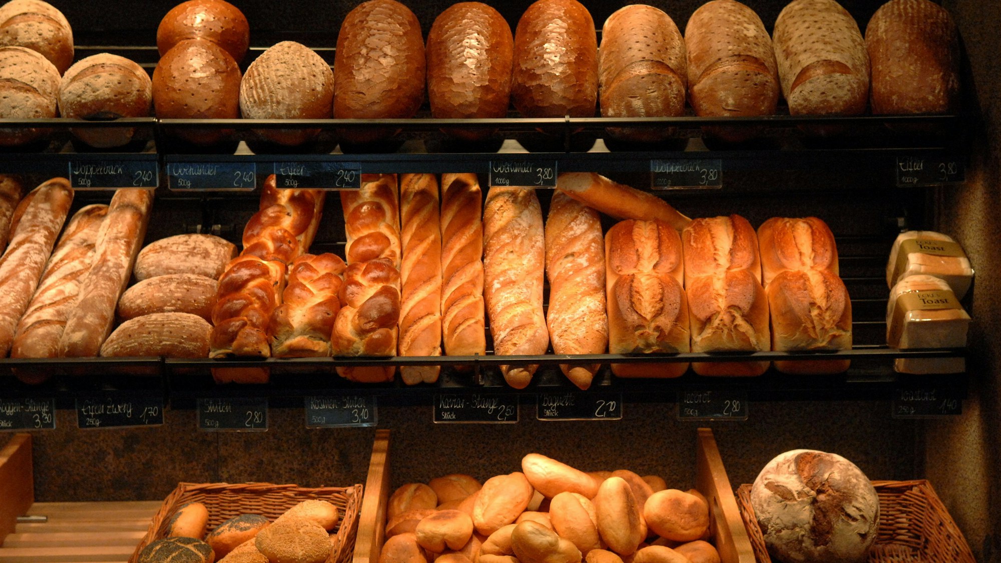 Auswahl von Backwaren in einer Bäckerei in NRW.