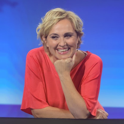 Moderatorin Caren Miosga reagiert im Tagesthemen-Studio.