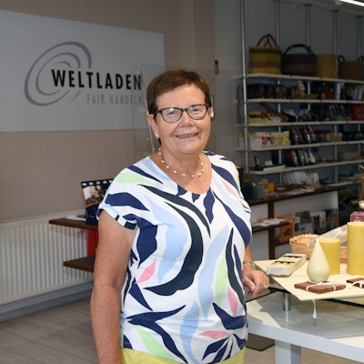 Hanne Gutermuth im Porträt im Weltladen.
