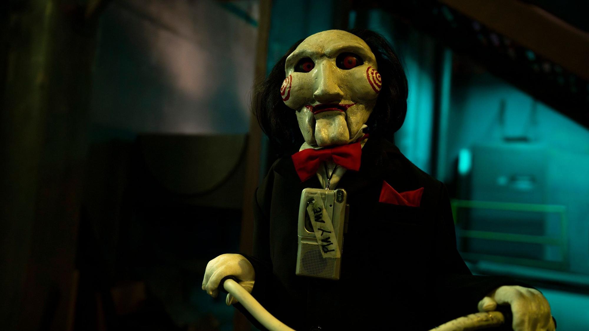Die Todespuppe „Billy“ aus der Horrorfilmreihe „Saw“