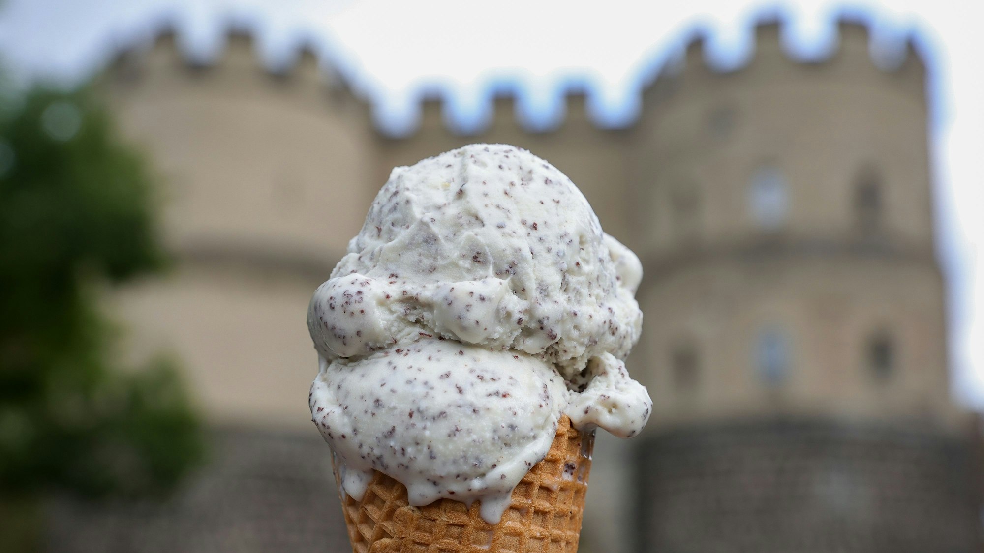 Eishörnchen vor dem Hahnentor auf dem Rudolfplatz in Köln