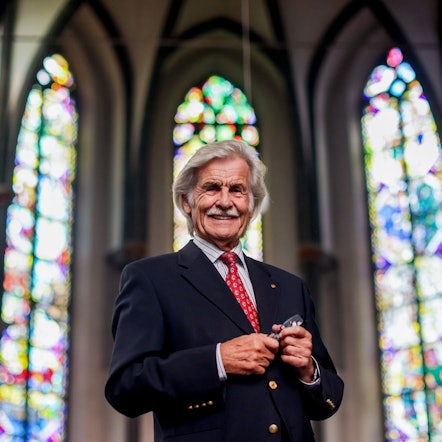 Helmut Haumann, fotografiert in der Kirche St. Andreas in Köln.