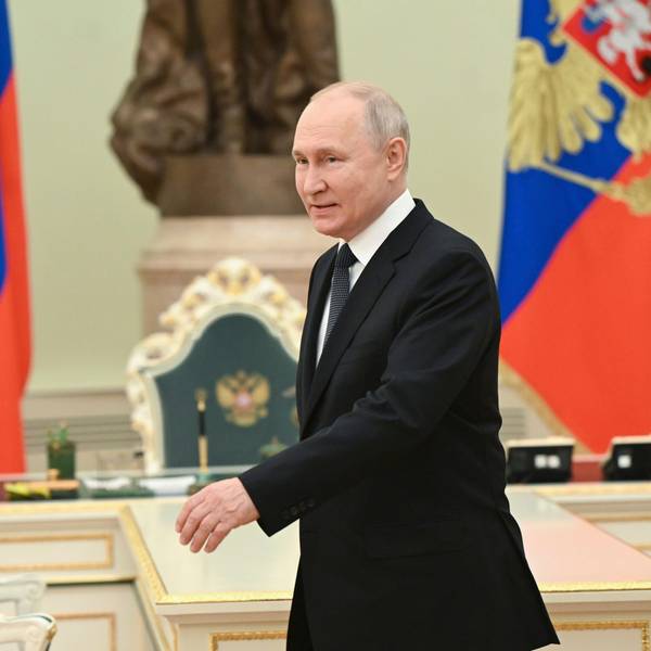 Russian President Vladimir Putin arrives to meet Iraq's Prime Minister Mohammed Shia' Al Sudani at the Kremlin in Moscow, Russia, Tuesday, Oct. 10, 2023. (Sergei Guneyev, Sputnik, Kremlin Pool Photo via AP)