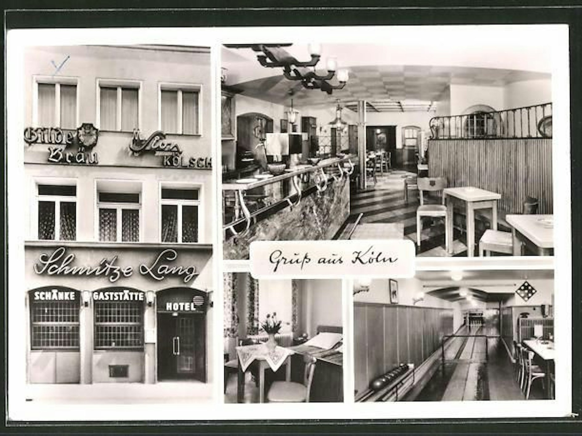 Ein alte Grußkarte mit Schmitze-Lang-Motiv.