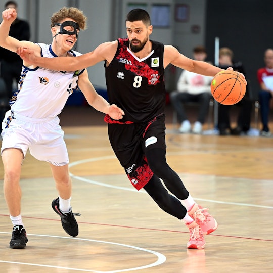 15.10.2023, Basketball-Bayer Giants Leverkusen-Rostock
rrechts: Marko Boksic (Bayer)
Foto: Uli Herhaus