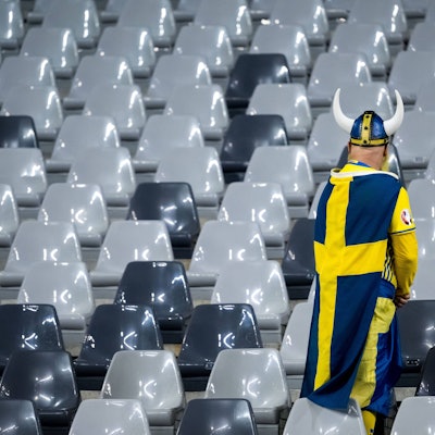 Ein schwedischer Fan im König-Baudouin-Stadion.