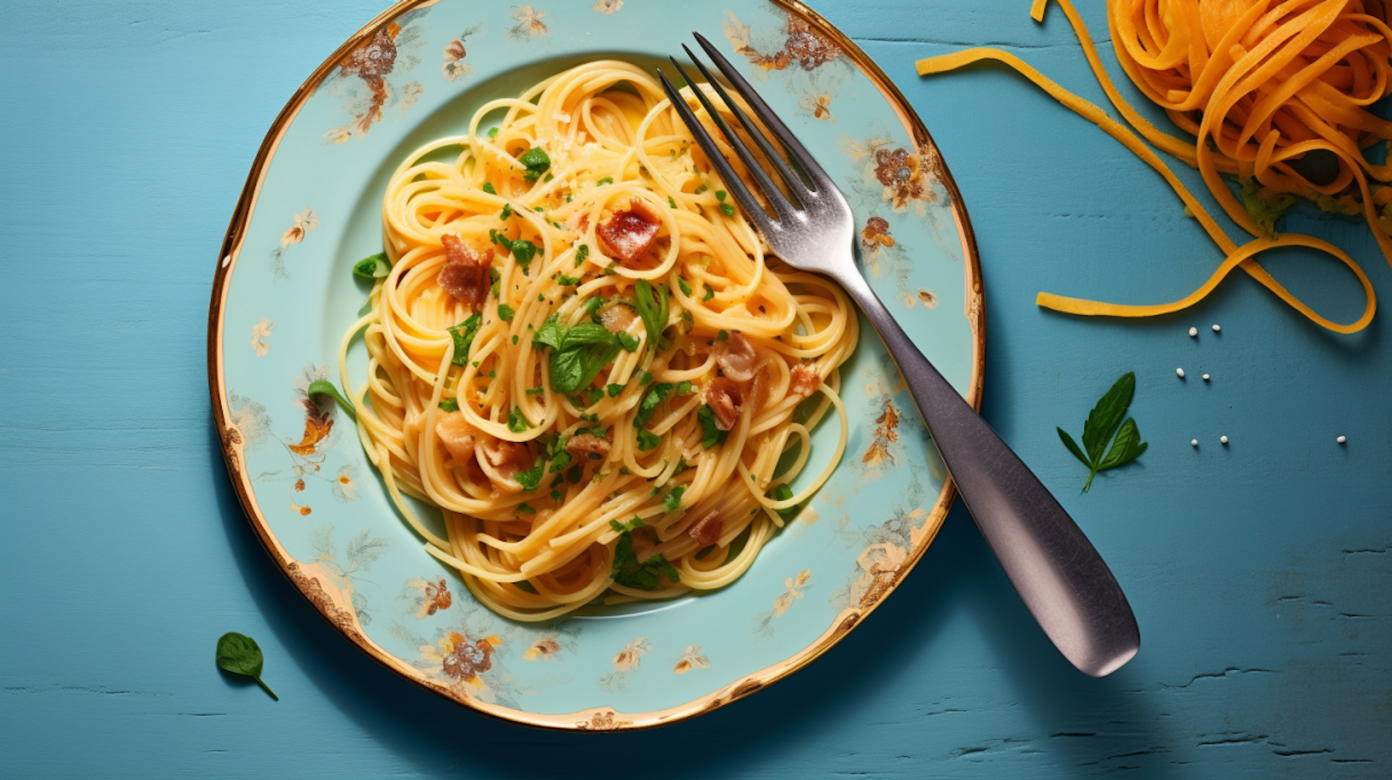 Illustration: Spaghetti Carbonara suf einem Teller