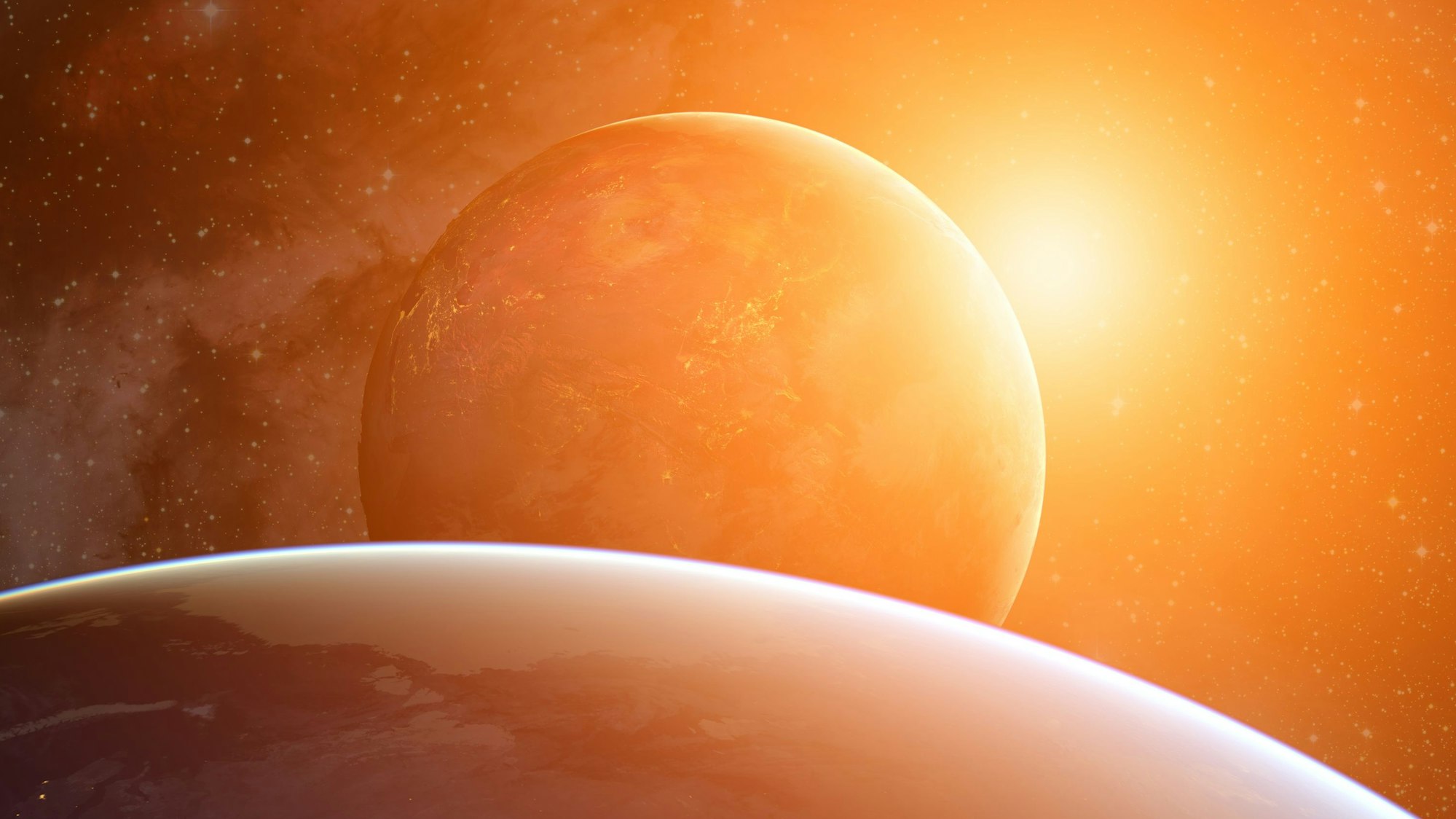 Eine Aufnahme eines heißes Exoplaneten.