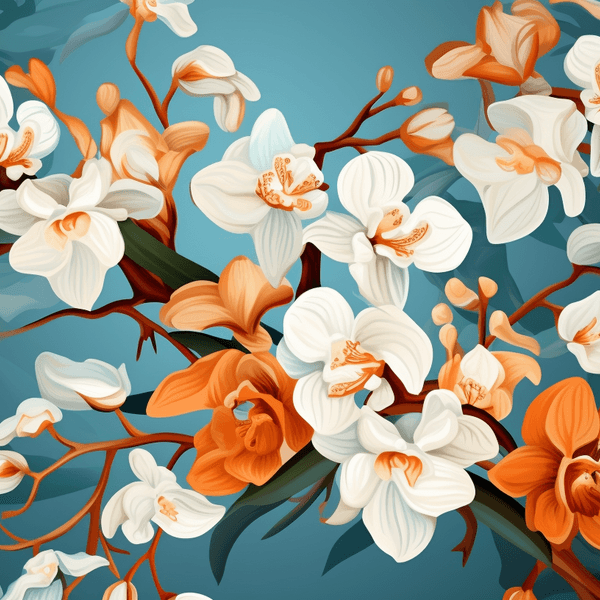 Illustration: Orchideen als Muster im Tapeten-Stil