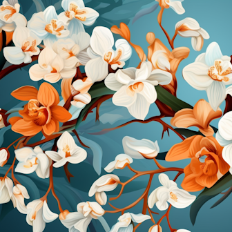 Illustration: Orchideen als Muster im Tapeten-Stil