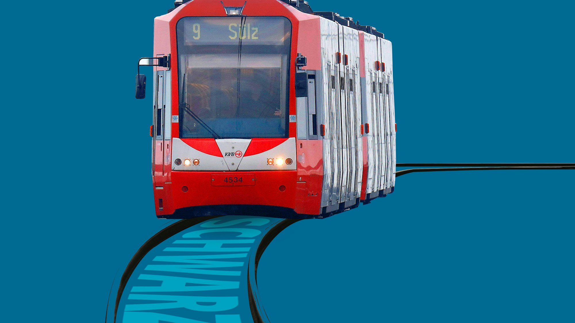 Eine Bahn fährt Richtung Sülz.