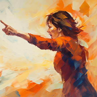 Illustration: Eine Frau beschimpft ein Kind mit erhobenem Zeigefinger