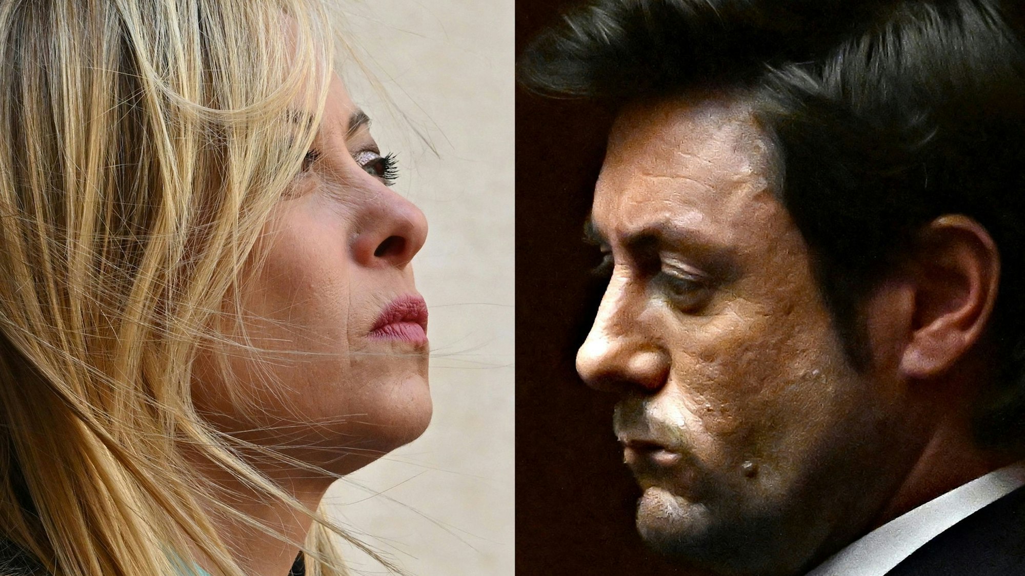 Girgia Meloni und Andrea Giambruno (Bildcombo/ Archivbilder)