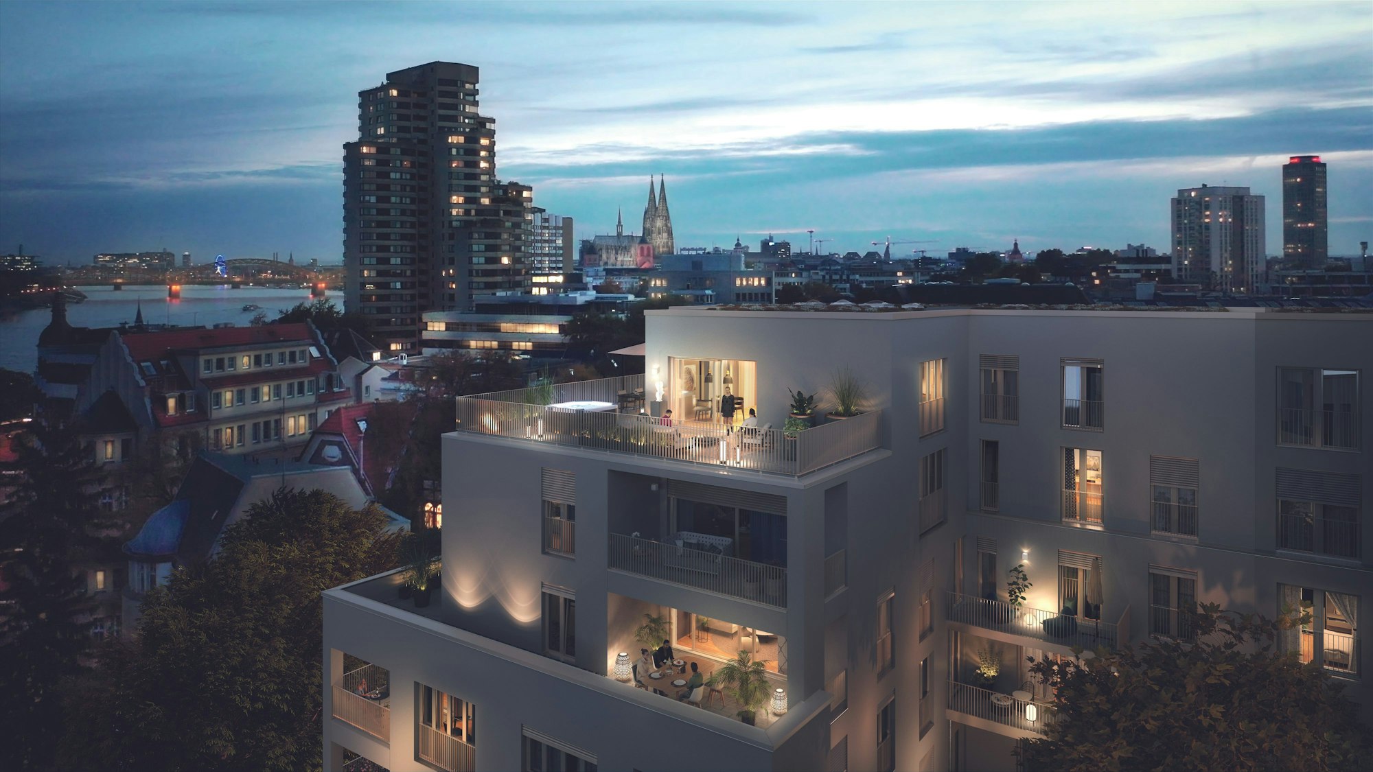 Mit Domblick: Die Wohnungen in den Obergeschossen des neuen Riehler Quartiers.