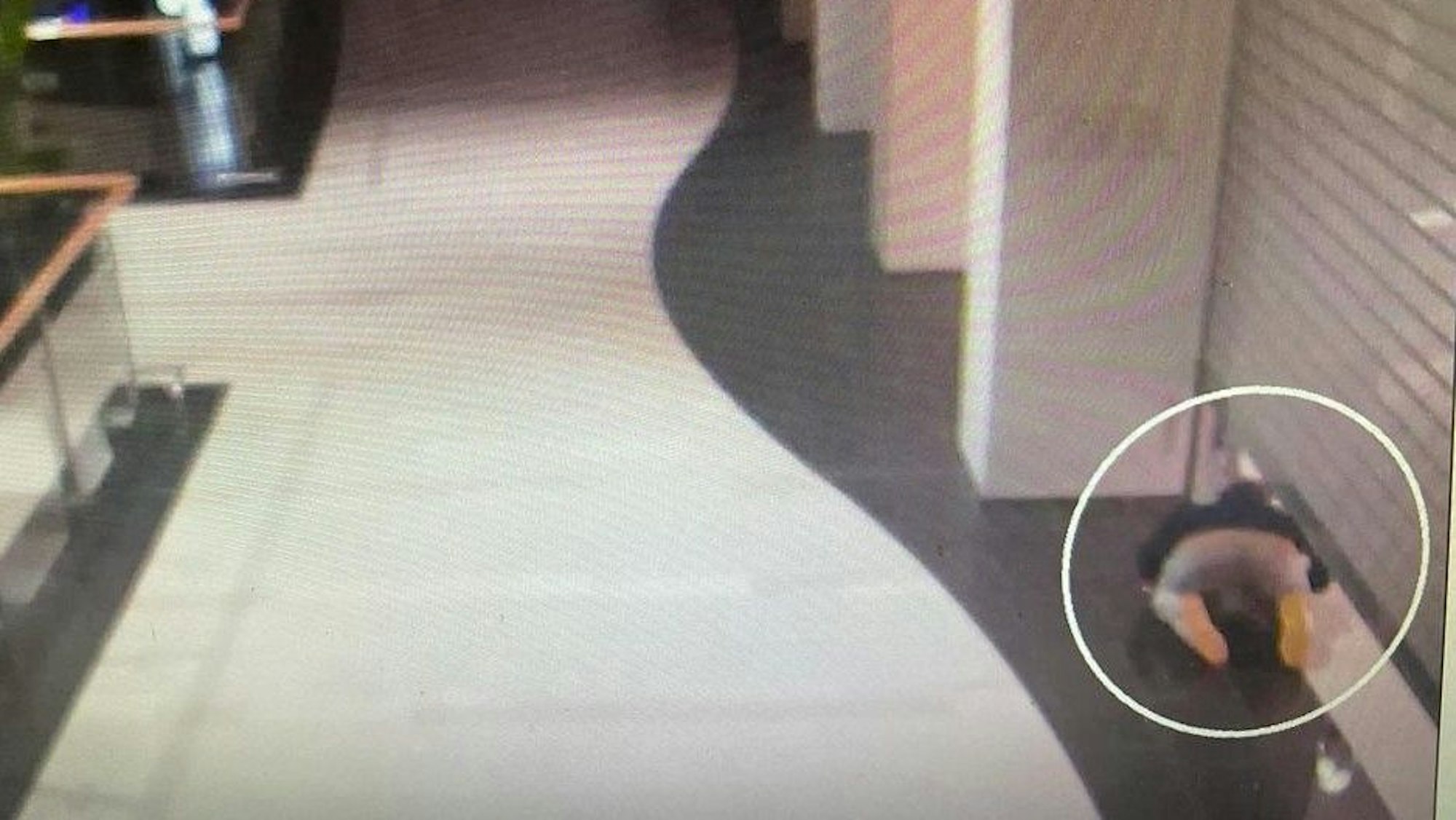 Mutmaßlicher Einbrecher schlüpft unter einen Rollladen.