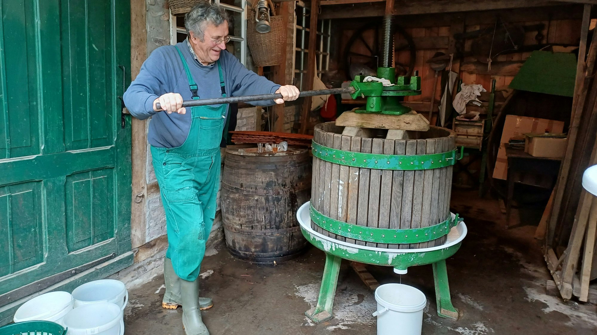 Eine der beiden Saftpressen.