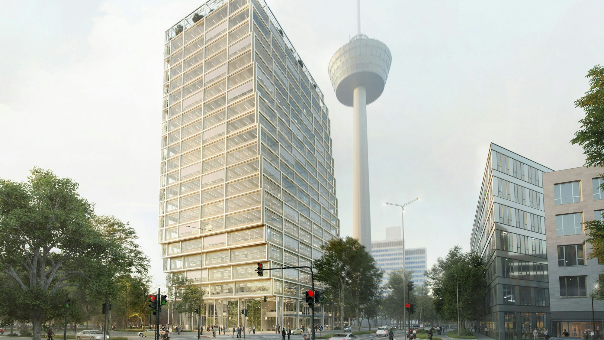 Der zweitplatzierte Entwurf für das Hochhaus neben dem Colonius.