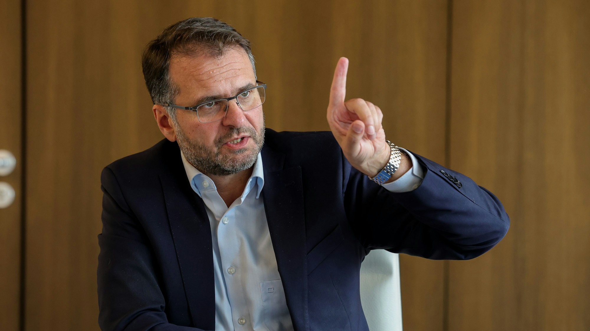 19.10.2023, Köln: Interview mit Andreas Feicht, dem Vorstandsvorsitzenden der RheinEnergie AG.
Foto: Michael Bause