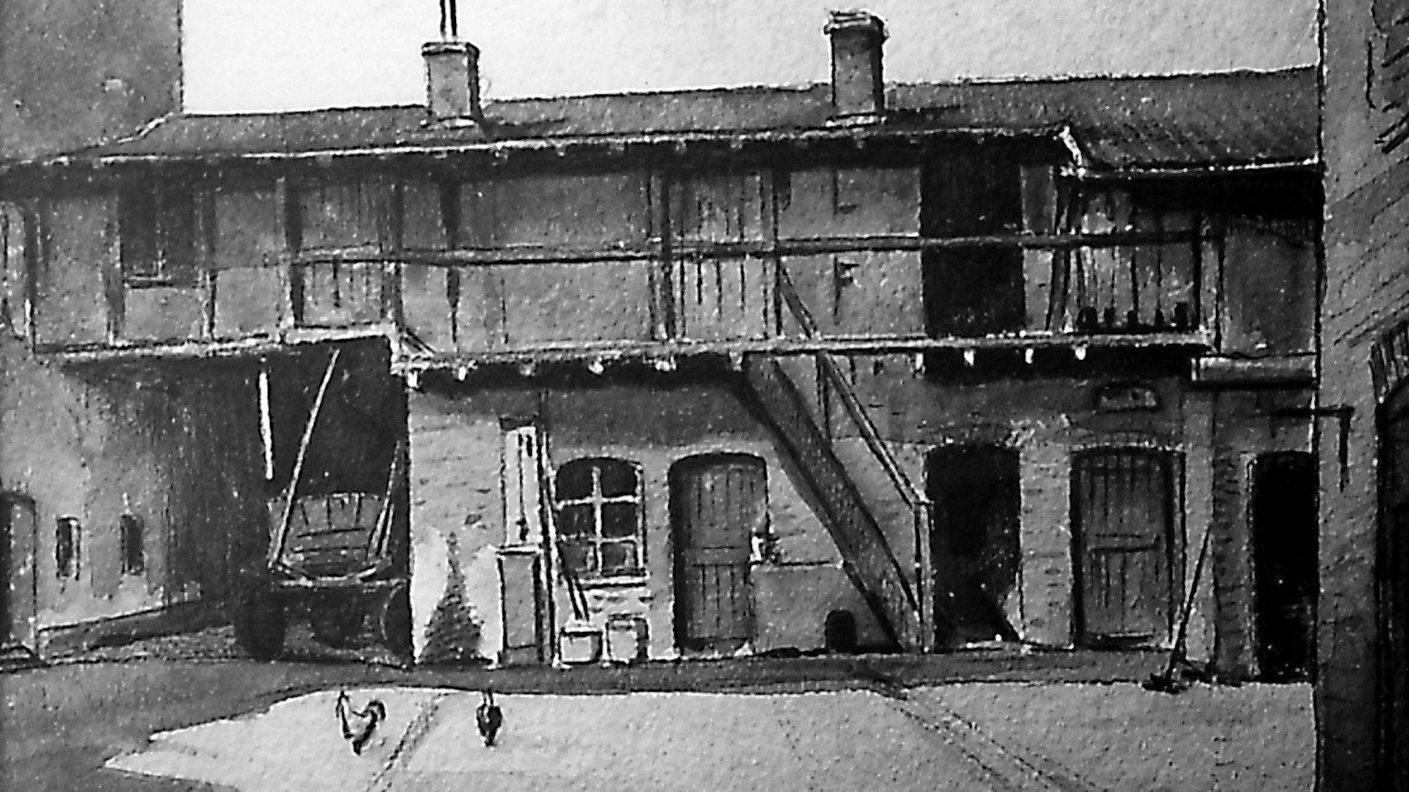 Eine Malerei zeigt die Hinterhofwaschküche, in der Hans Riegel seine ersten Haribo-Süßigkeiten produziert hat.