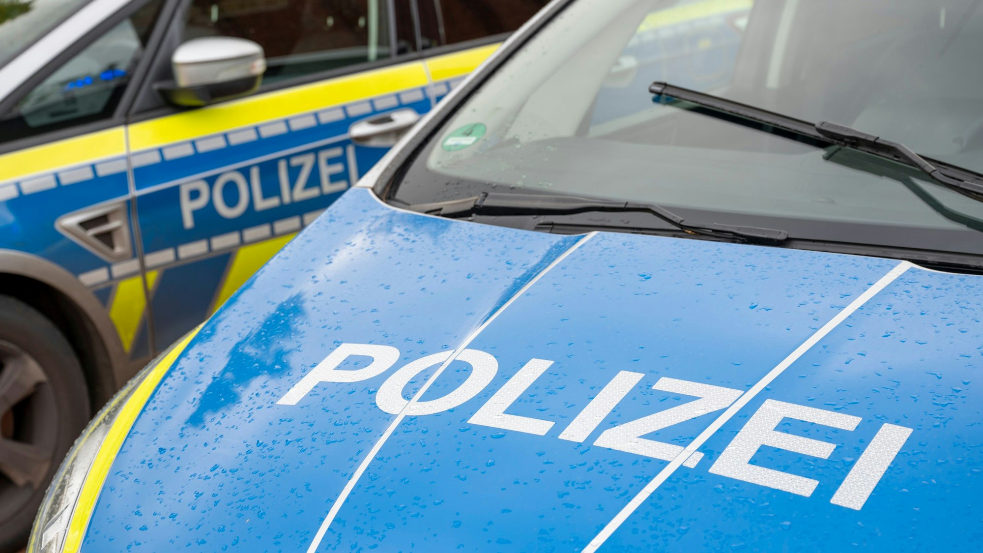 Zu sehen sind zwei Fahrzeuge der Polizei.