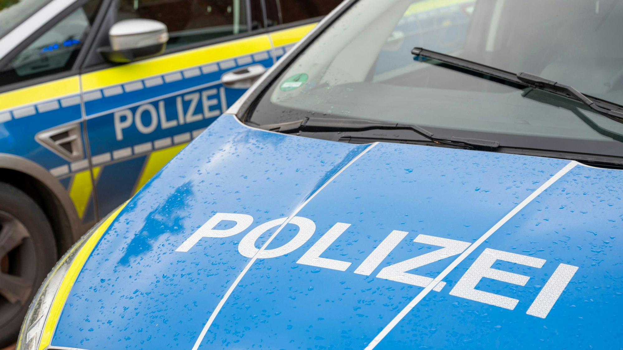 Zu sehen sind zwei Fahrzeuge der Polizei.