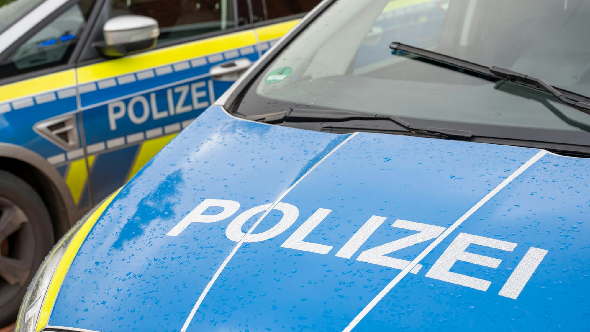 Zu sehen sind zwei Fahrzeuge der Polizei.