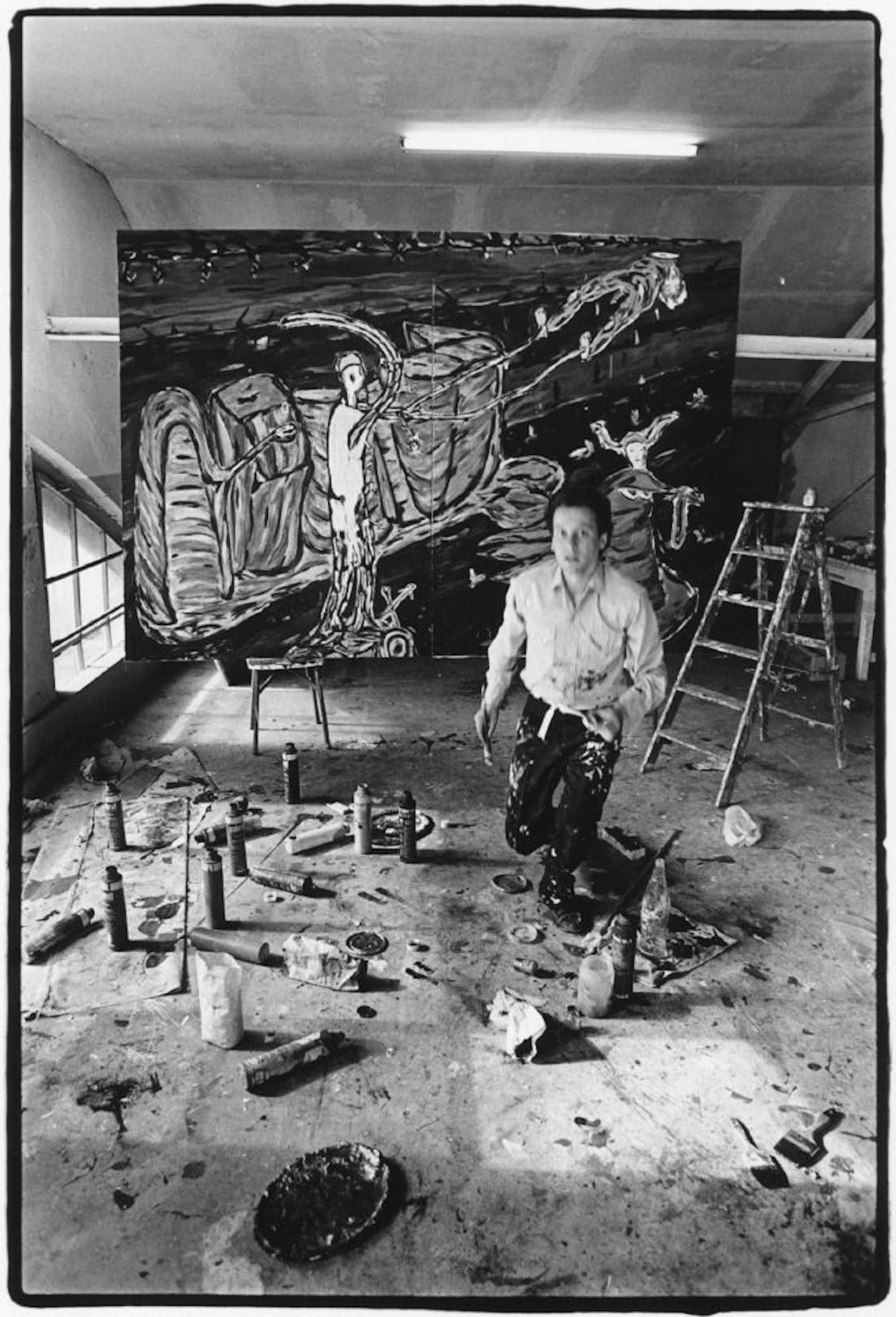 Peter Bömmels 1982 im Atelier der Mülheimer Freiheit.