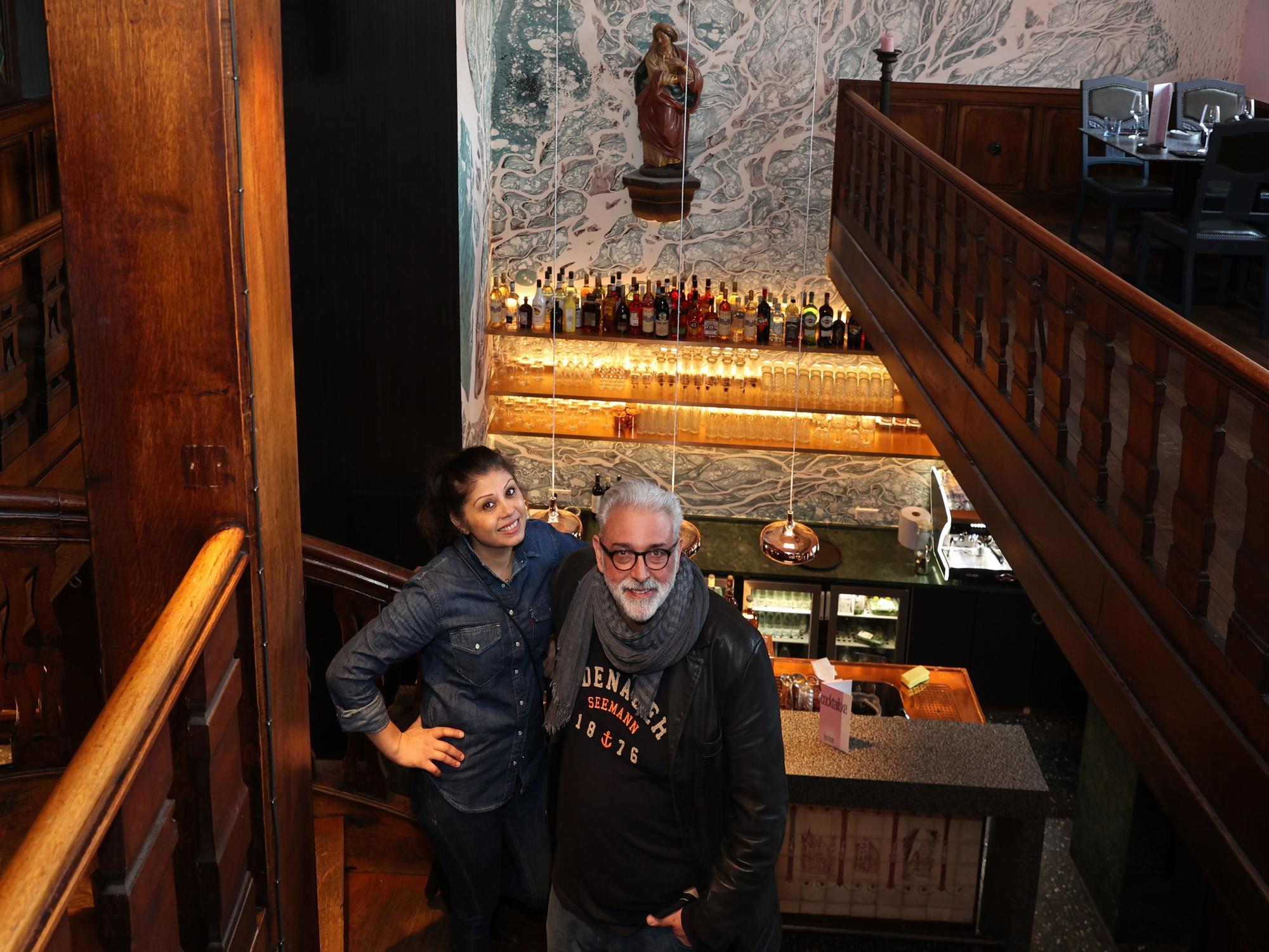 Nadja Maher und Thomas Wippenbeck 2021 in ihrem Restaurant Feinfein