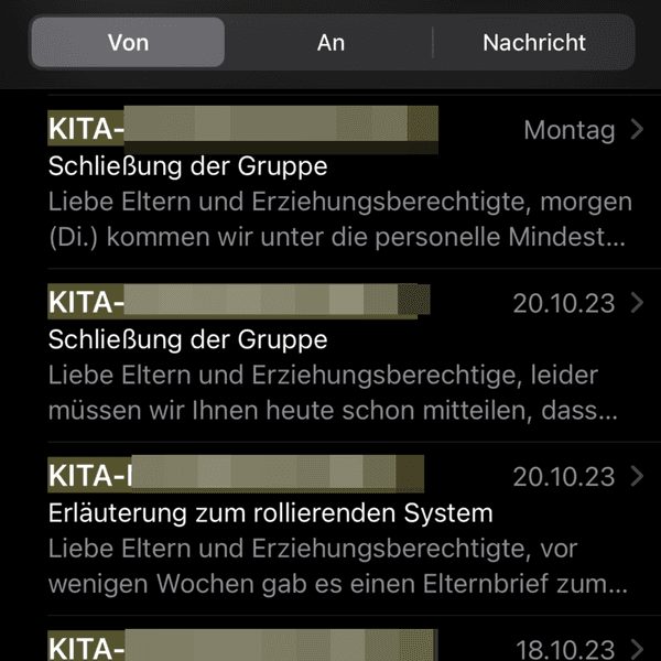 Email: Kita geschlossen